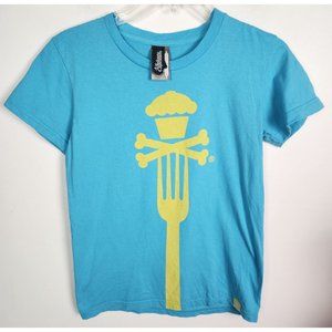 Johnny Cupcakes Youth Sz. L Blue & Yellow Graphic T Shirt